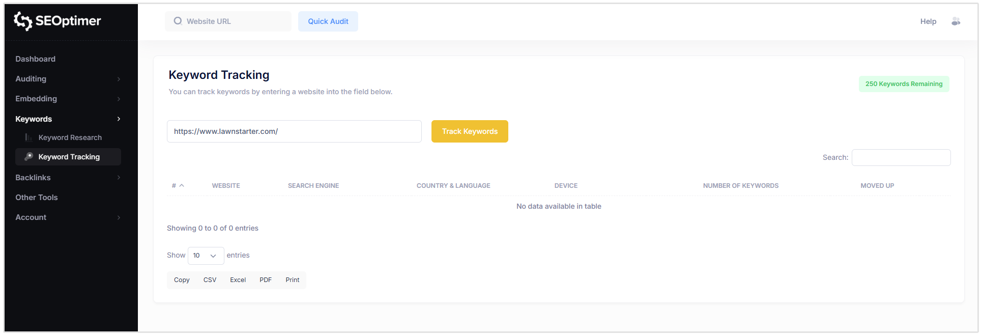 Keyword tracking step 1